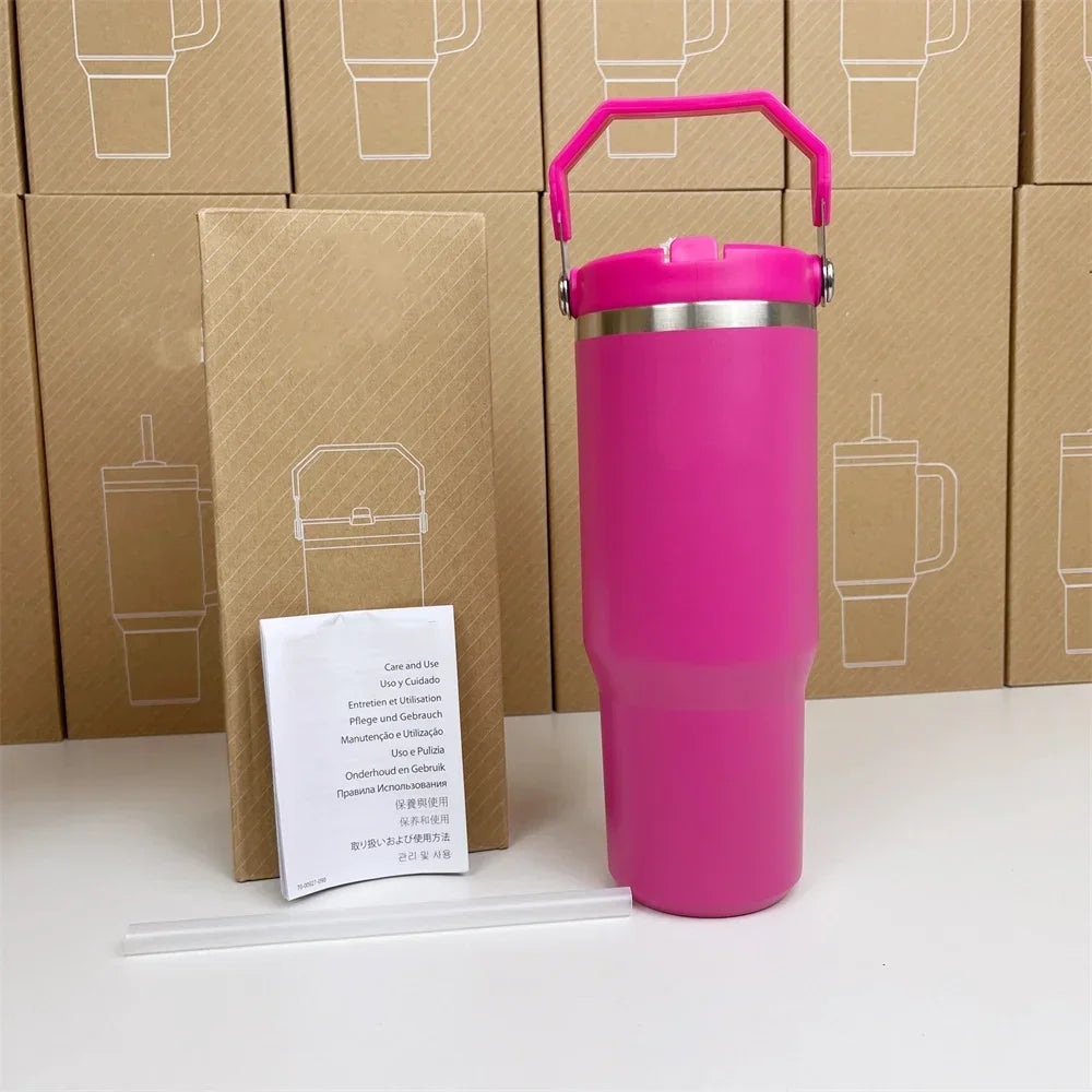 For Stanley 30oz Tumbler With Handle Leopard Tumbler With Straw Lids Stainless Steel Coffee Termos Cup Car Mugs Vacuum Cup