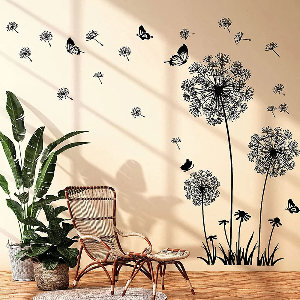 Hemasa Black Dandelion Wall Stickers Household  Decor Decals Mural Art Poster On The Wall