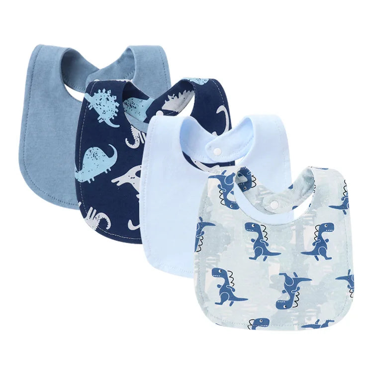 Tejesa 4Pcs Baby Bibs Burp Clothes / Newborn Saliva Towels for Girls Boys Cotton Kids Apron Infant Accessories Toddler Bibs Set