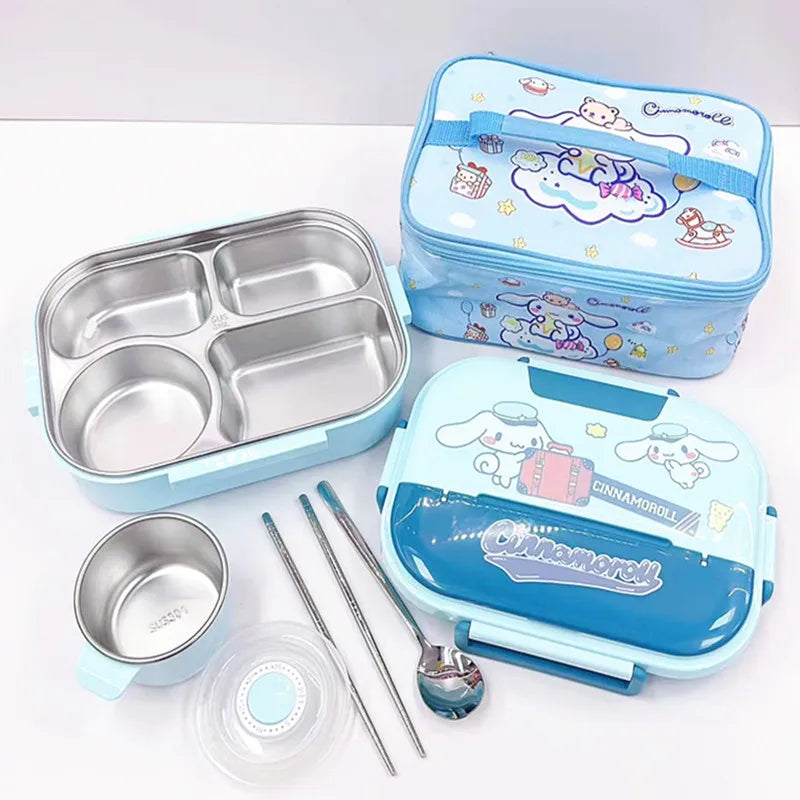 Hemasa Kuromi melody Stainless Steel Bento Lunch Box Bags Meal Prep Hello Kitty Containers Lunch Enfant Lunch Pack for Kids