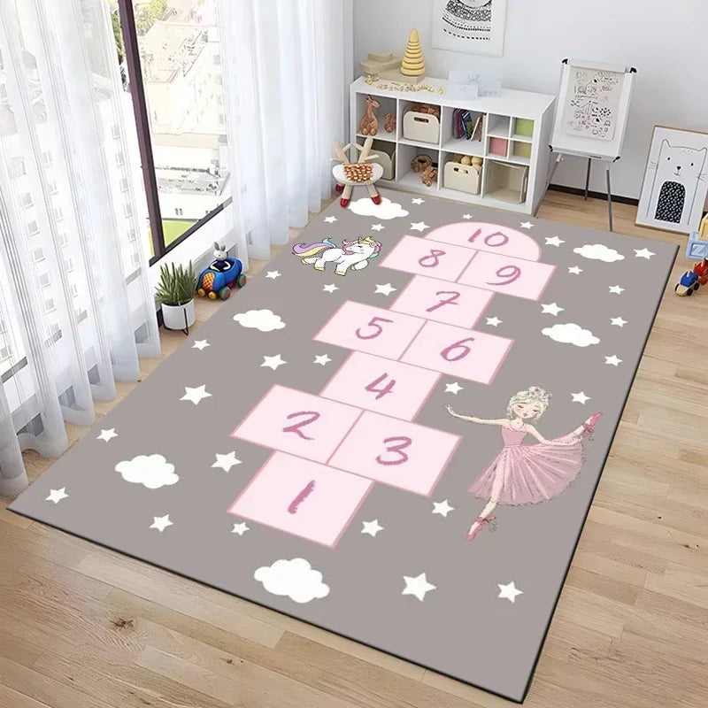 Tejesa Hopscotch Indoor Cartoon Parent-child Game Decoration Carpet Bedroom Bedside Children's Number Game Room Decoration Floor Mat
