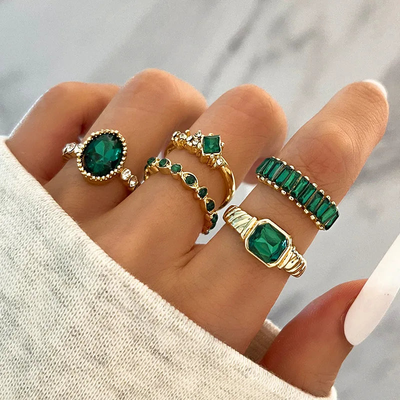 Hemasa Crystal Rings Set for Women/ Geometric Luxury Finger Rings