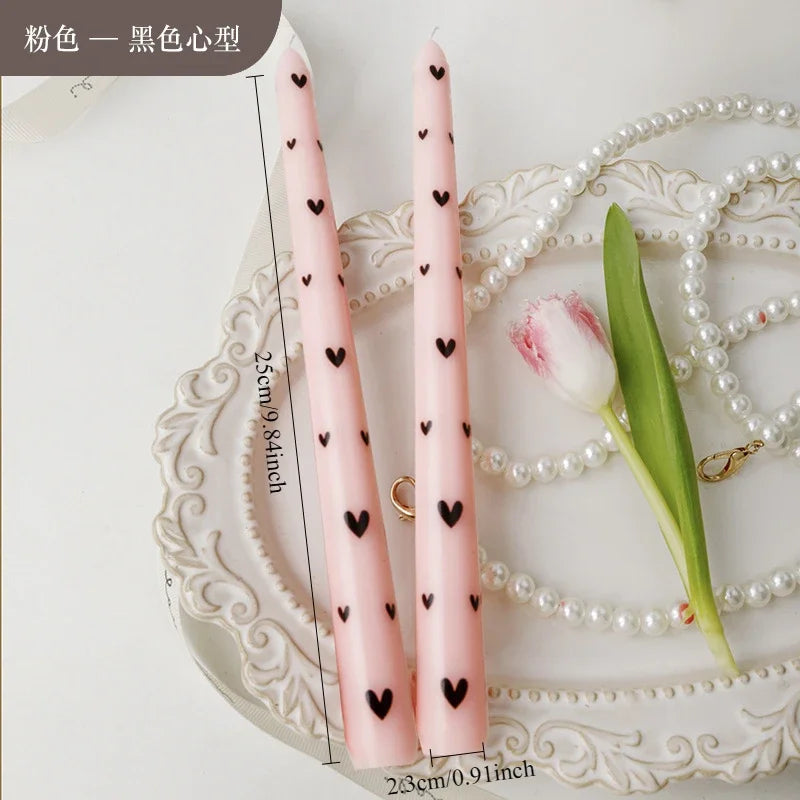 7.5'' Long Wedding Candles French Hand-Printed Pole Candle Long Taper Dinner Candles for Minimalist Home Decorative Candles