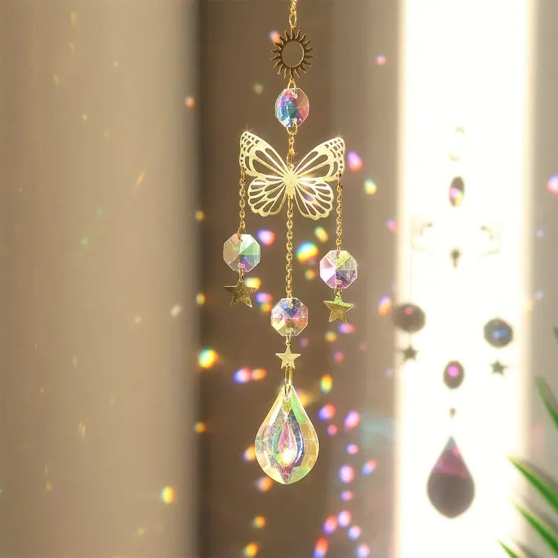 Hemasa  Butterfly Crystal Sun Catcher - Glass prism reflecting lights for home , garden and car decor