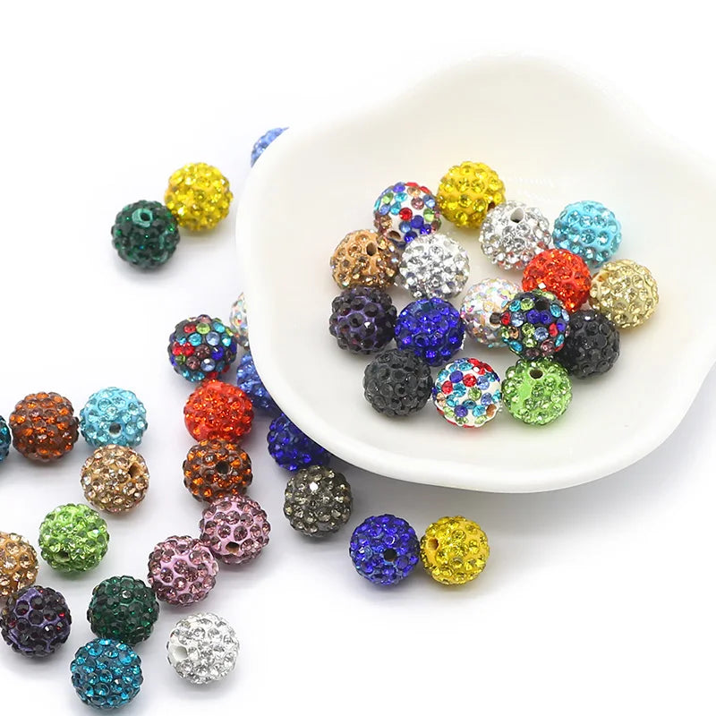 10MM 20pcs Charm Clay Disco Ball Pave Crystal Spacer Loose Beads For Jewelry Making DIY Necklace Bracelets Pendants Accessories