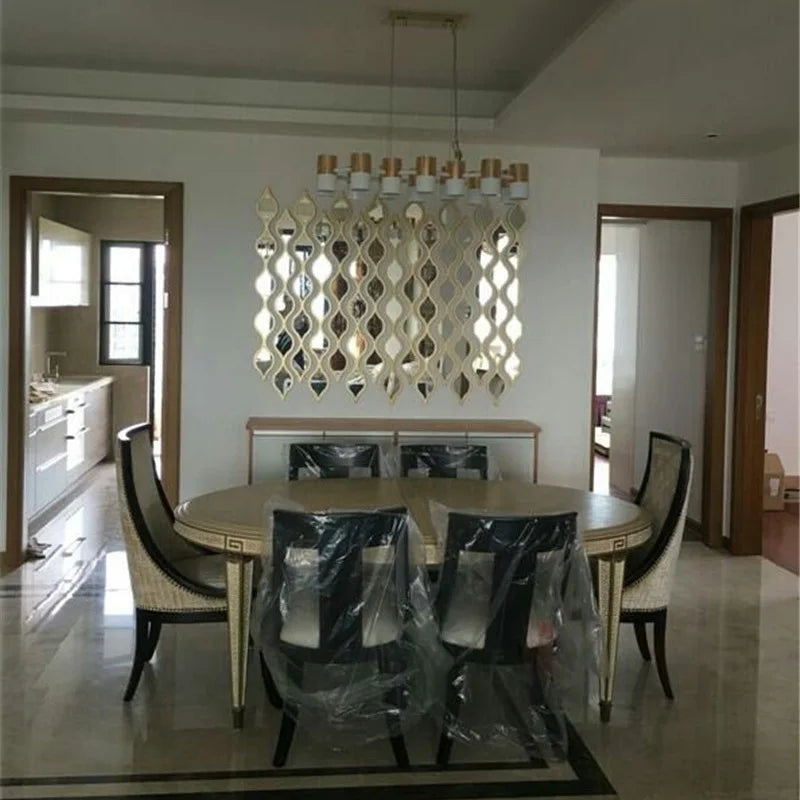 Hemasa 12/6pcs Teardrop Combination Bathroom Mirror / Golden Artistic Decorative Mirror for Bedroom Living Room Hallway Accent Wall