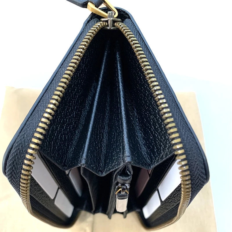 Hemasa Men's leather long zipper wallet New soft cowhide clutch bag Hand clutch bag Zipper clutch bag