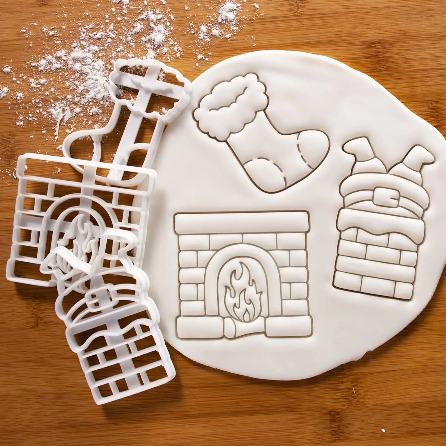 Christmas Gingerbread Cookie Cutters DIY Snowflake Santa 3D Plastic Biscuit Mold Stamp Fondant Pastry Cartoon Baking Supplies