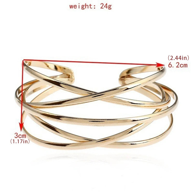 Hemasa Punk Hollow Alloy Bangles For Women Gold Silver Color Cuff Bracelet Open Adjustable