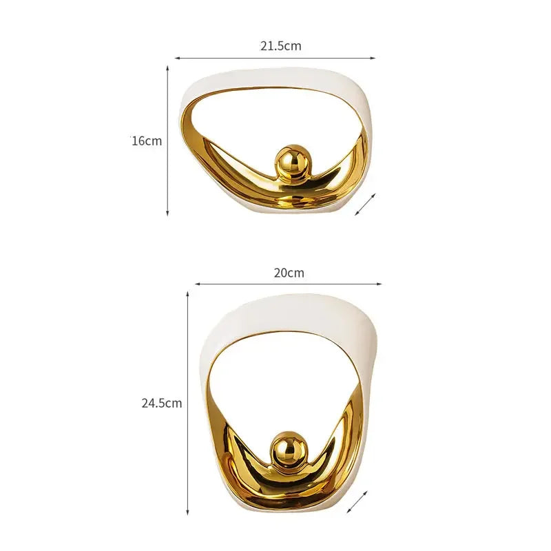 Tejesa Abstract Ornaments Decorative Figurines Golden Geometric Office ornaments Sculpture Ceramic Crafts Statues Home Decoration