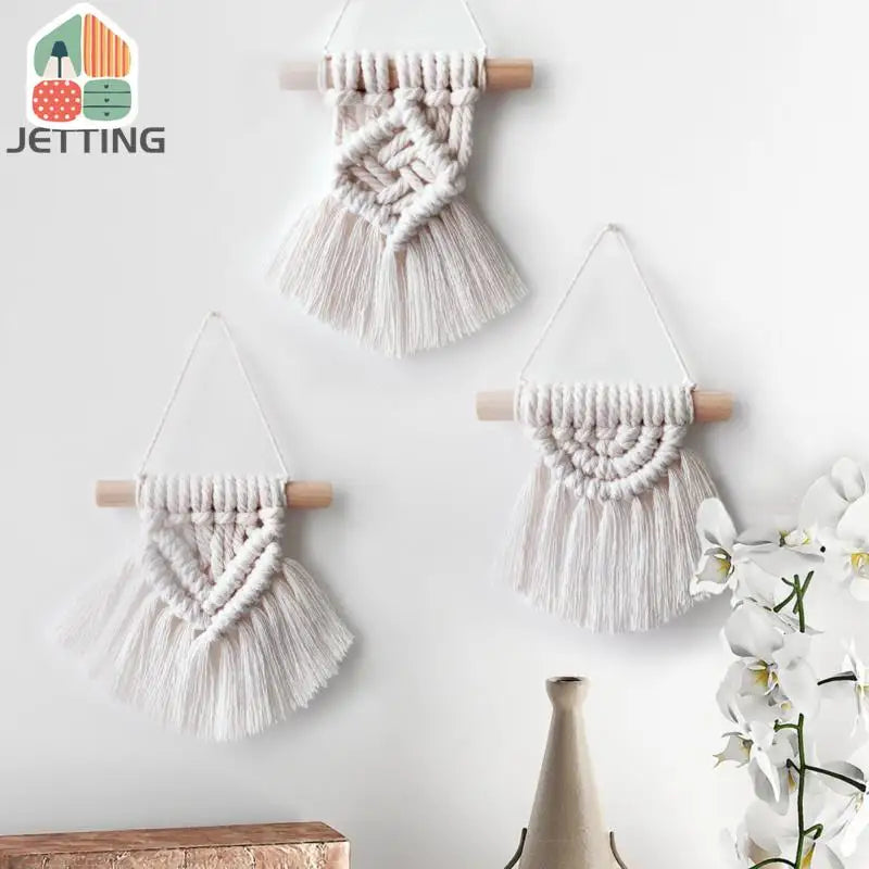 Bohemia Handwoven Macrame Tapestry with Tassels Bedroom Living Room Hanging Decorations Farmhouse Decoration Accessories