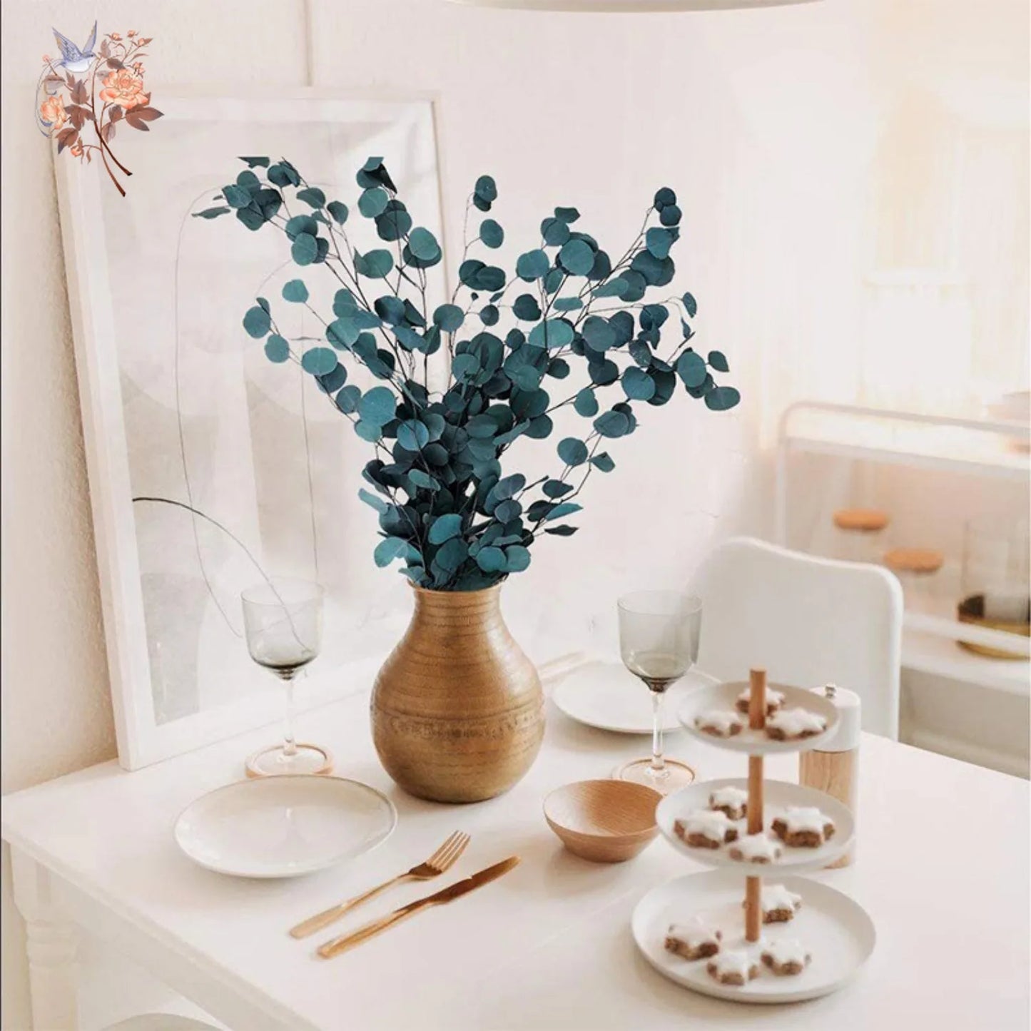100g Eucalyptus Apple Leaf Natural Dried Flower Round Leaves Real Grass Fresh Plant Bouquets Wedding Home Living Room Decoration