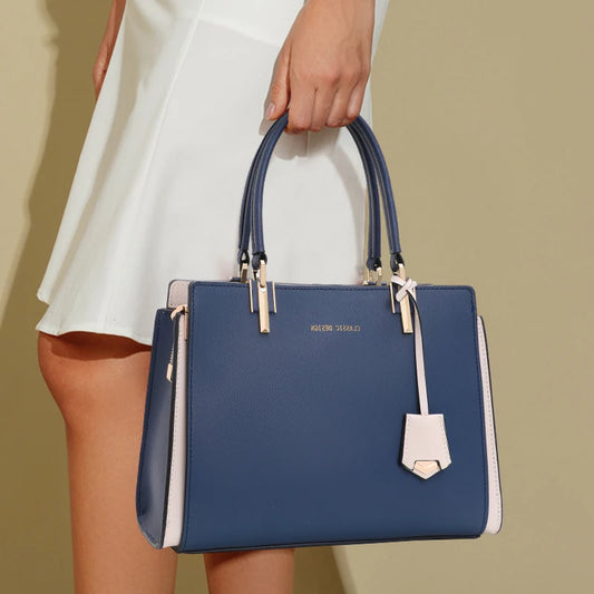 Aidrani Light Luxury Genuine Leather Women's Bag Elegant Contrast Color Handbag High Quality Cowhide Shoulder Bag