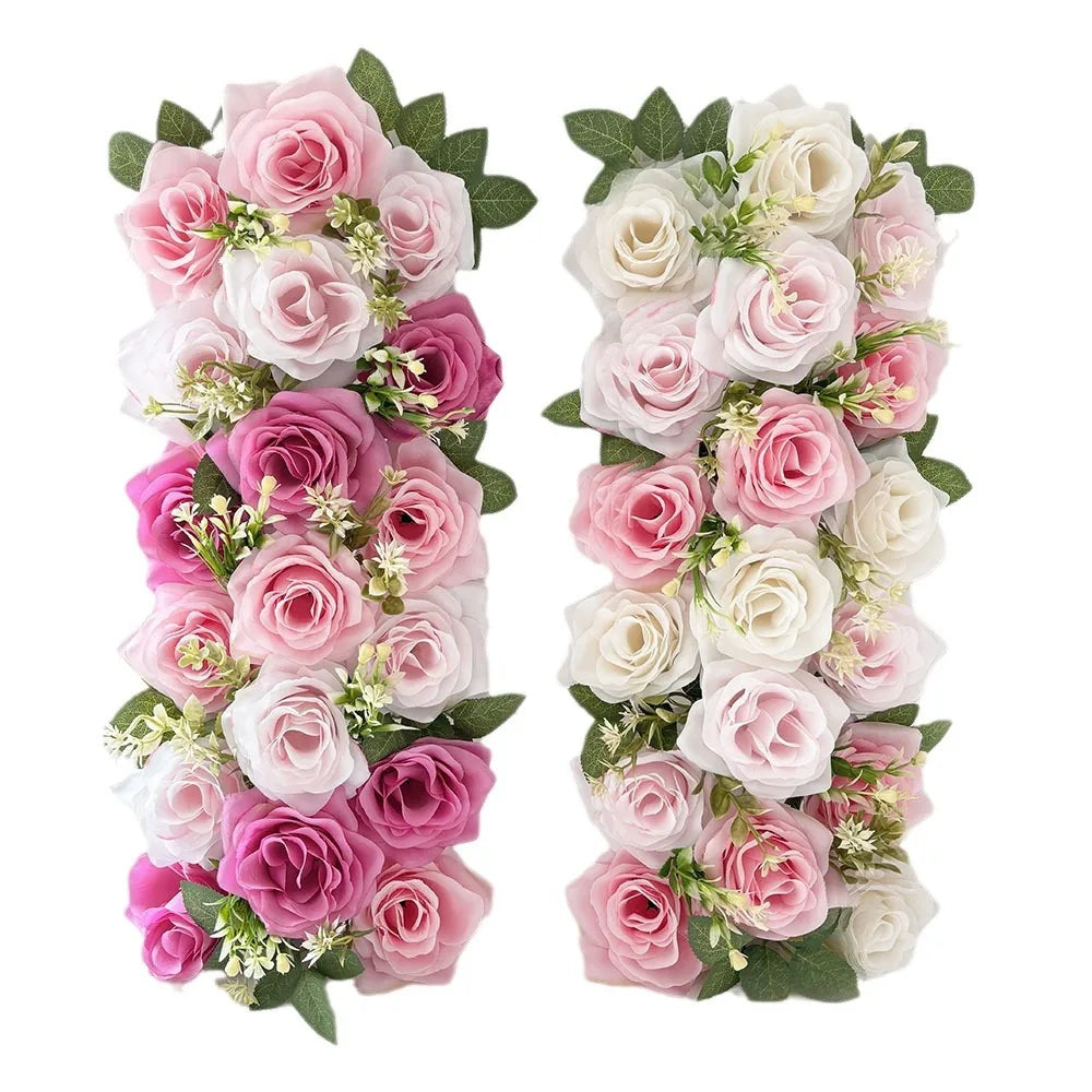 50cm Rose  Artificial Flower Row Wedding Decoration Flower Wall Backdrop Garland Home Party Decor Photo Props Background
