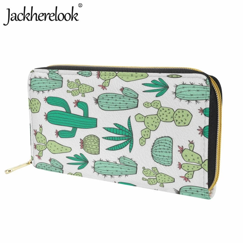 Hemasa Cactus  Pattern Print Long Leather Purse Card Holder /Money Bag /Female Clutch Bag