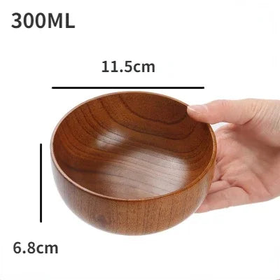Hemasa Japanese Wooden Bowls Children Baby Adults Small Soup Bowls Solid Wood Salad Bowls