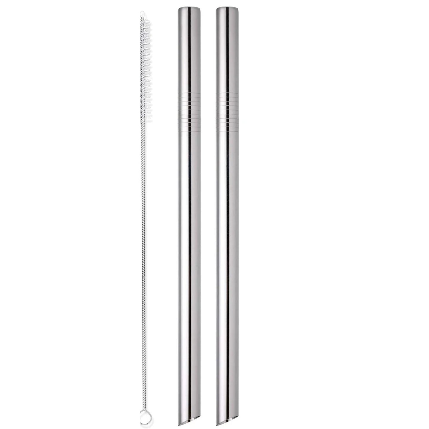 2 Pcs Jumbo Reusable Boba Straws, 0.5" Wide Stainless Steel Metal Straws for Bubble Tea/Tapioca Pearl, Milkshakes,Smoothies