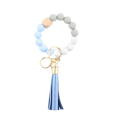 Hemasa Silicone Beads Elastic Bangle Bracelet Keychain Women's bracelet gift Leather Tassel Silicone Beads Bracelet Wristlet Keychain