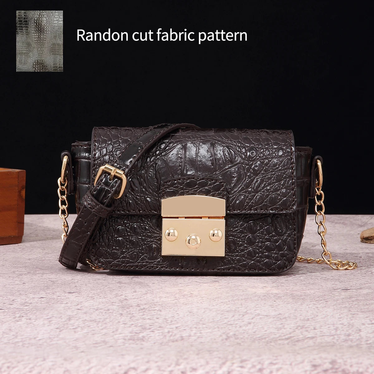 Colorful Crocodile Pattern Mini Lock Flip Phone Bag Crossbody Bag Classic
