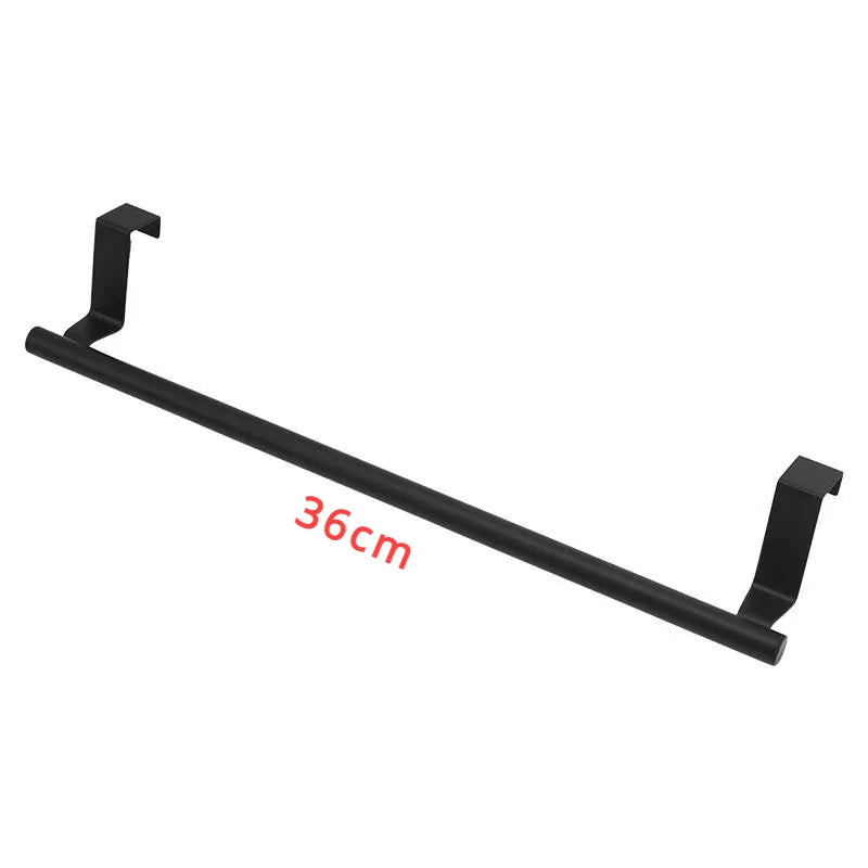 Hemasa Towel Rod Steel Metal Wire Over Cabinet Towel Rack Storage Organizer Bathroom Door Hanging Towel Rack Punch-free Rag Hanger