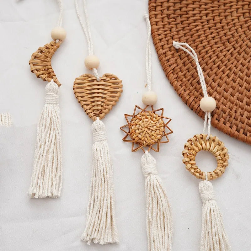 1Pc Boho Decor Macrame Holiday Wall Pendant Handmade Wall Art Retro Grass Vine Weaving Cotton Hanging Ornament Tree Gifts