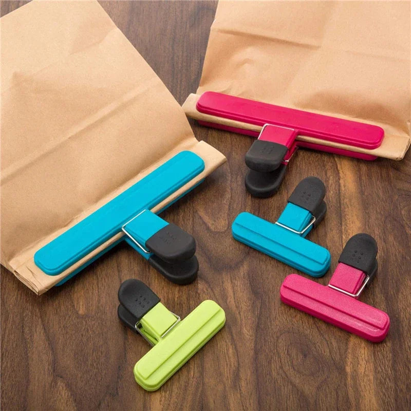 Hemasa Bag Clips for Food Storage 2 Sizes - 6 Pcs Sturdy, Airtight, Reusable Clips for Sealing Freezer Bags-Ideal for Home & Kitchen - Assorted Colors