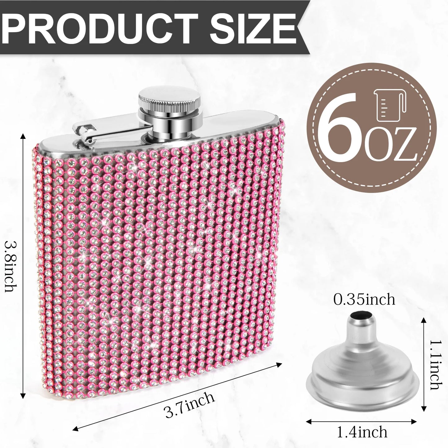 6oz High Quality Bling Diamond Wine Whisky Pot Bottle Stainless Steel Hip Flasks Drinker Alcohol Bottle Funnel Travel Wine Cup