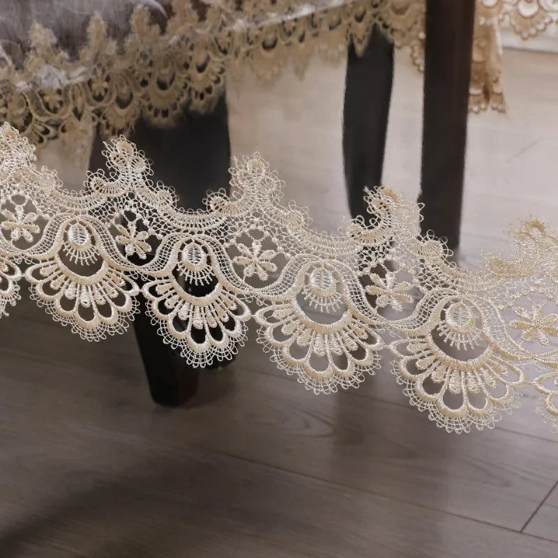 Waterproof Table Cloth PVC Transparent Soft Dining TableCloth Lace Embroidered Oil-proof Table Cover Coffee Table Crystal Plate