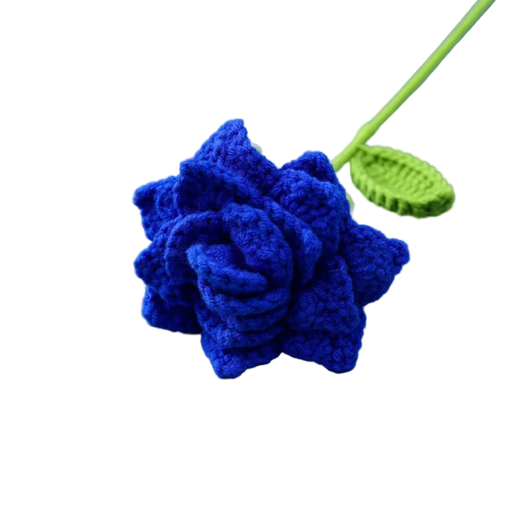 Hemasa 5Pcs Rose Knitted Crochet  Flowers /Wedding Bouquet Flower /Knitted Bouquet Home Party Decor  Friends Gift