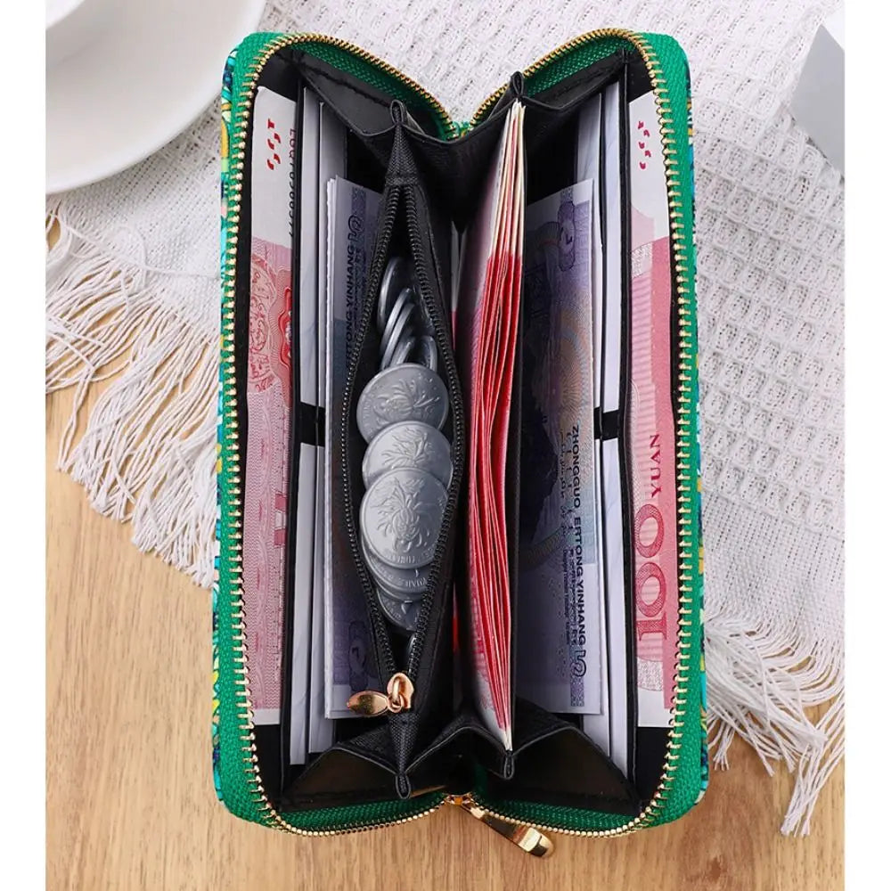 Fashion Women Long Wallet PU Leather Large Capacity Ladies Coin Purse Cards Holder Female Money Bag Multifunctional Zipper Bag