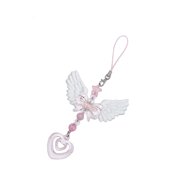 Tejesa Lovely Wings Bow Heart Mobile Strap Phone Pendant Chain For Girls