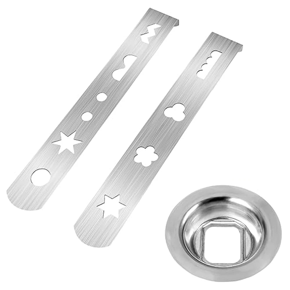3pcs Cookie Press Attachment Stainless Steel with Connection Ring Cookie Maker Biscuit Attachment for Size 5 Meat Grinder
