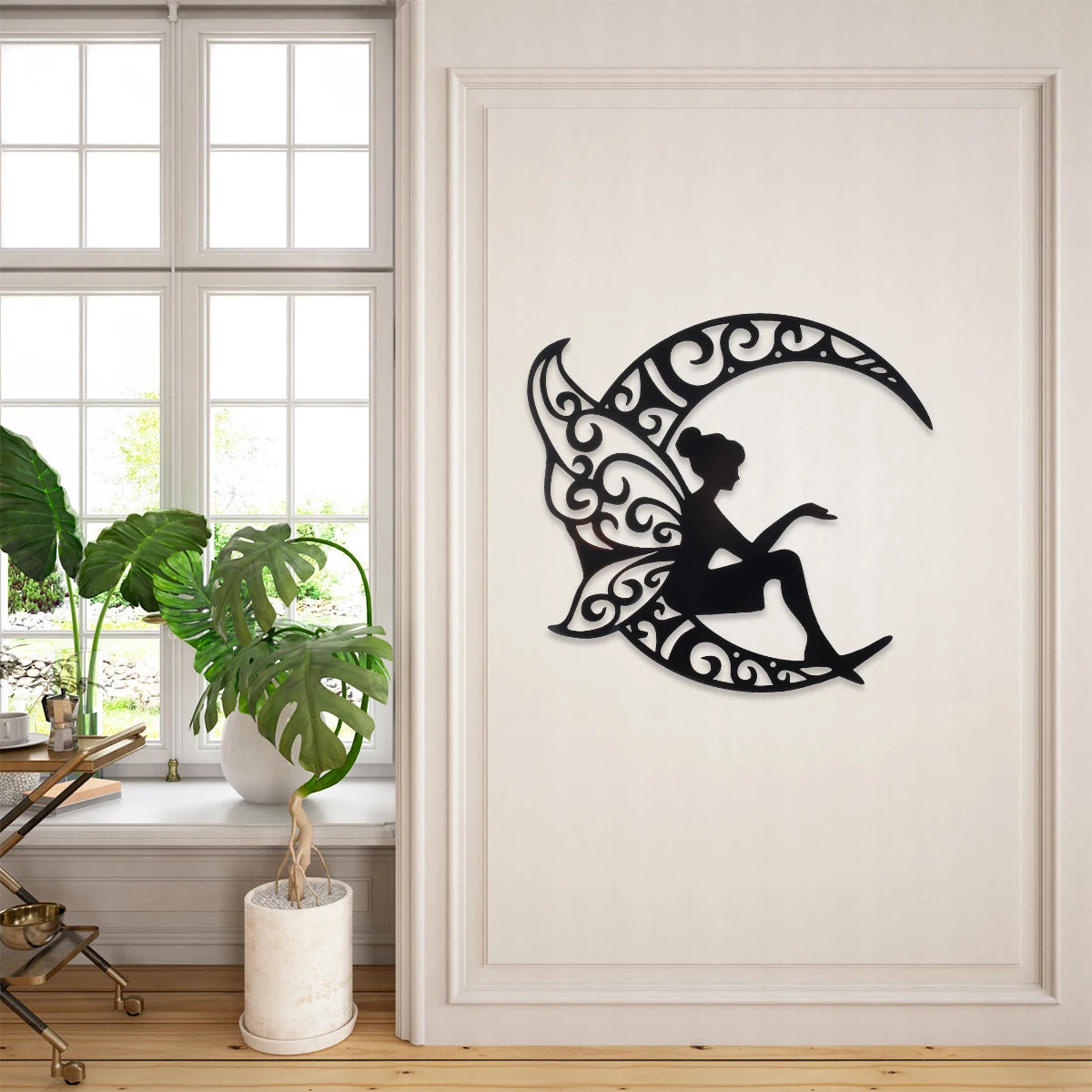Tejesa Iron Art Silhouette Deco Fairy painting Wall Ornament for Home Bedroom Corridor Wall Sticker Background Wall Romantic Hangings