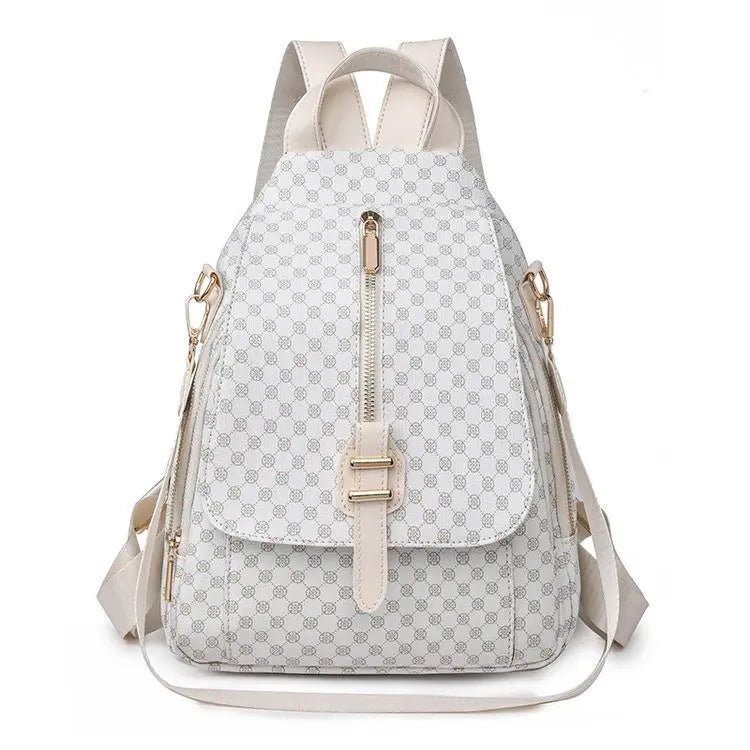 Tejesa White Colour Casual Soft PU Print Briti Sle Seniors Backpack for Kids /Adults