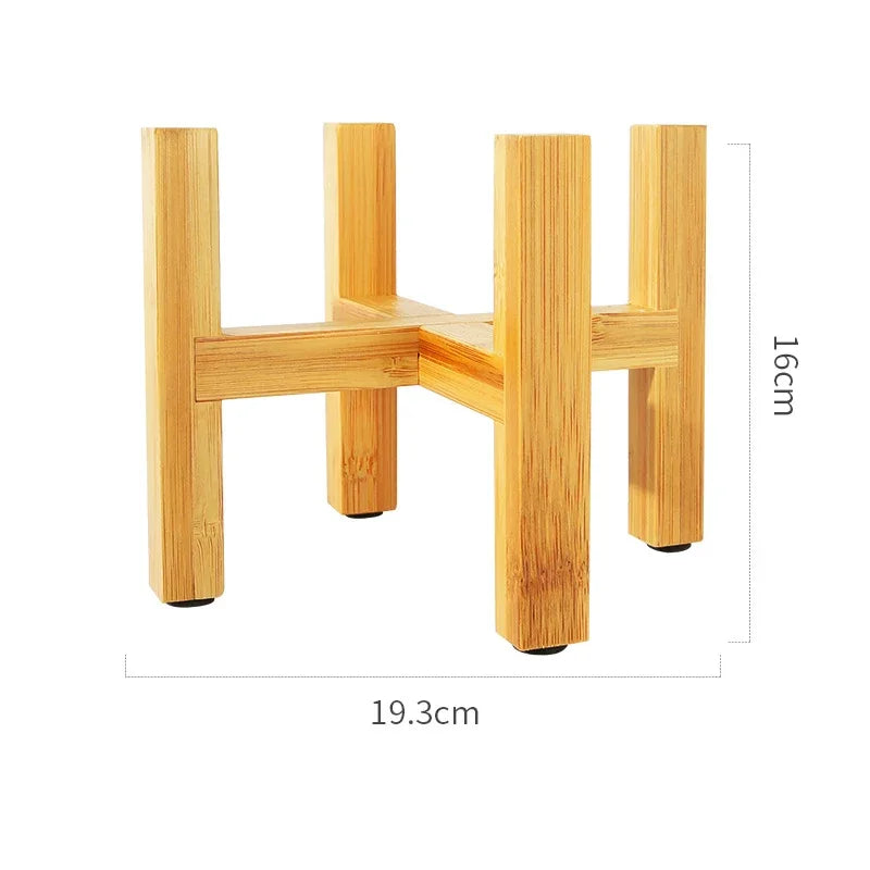 Tejesa Indoor Plant Stands with Planter Pot Tray/ Adjustable Size Fits 8.5 9 10 11 to 12 Inch Pots, Wood Planter Rack, Mid Century Modern Display Rack Rustic Decor Wooden Flower Pot Tray Indoor and Outdoor