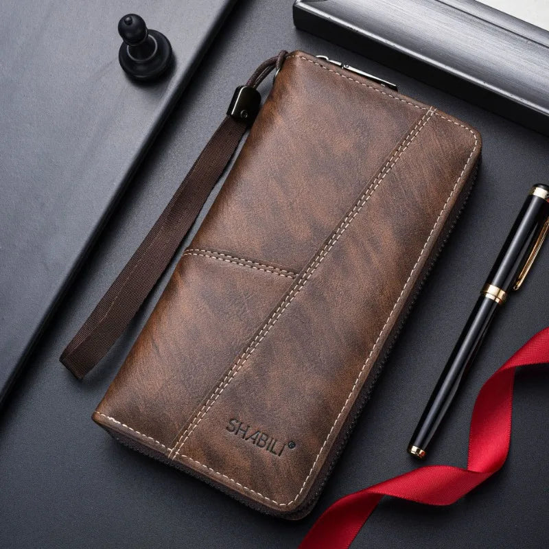 Leather Wallets Men's Long New Hot Men Design Causal Purses Male Folding Wallet Coin Card Holders High Quality Slim Money Bag
