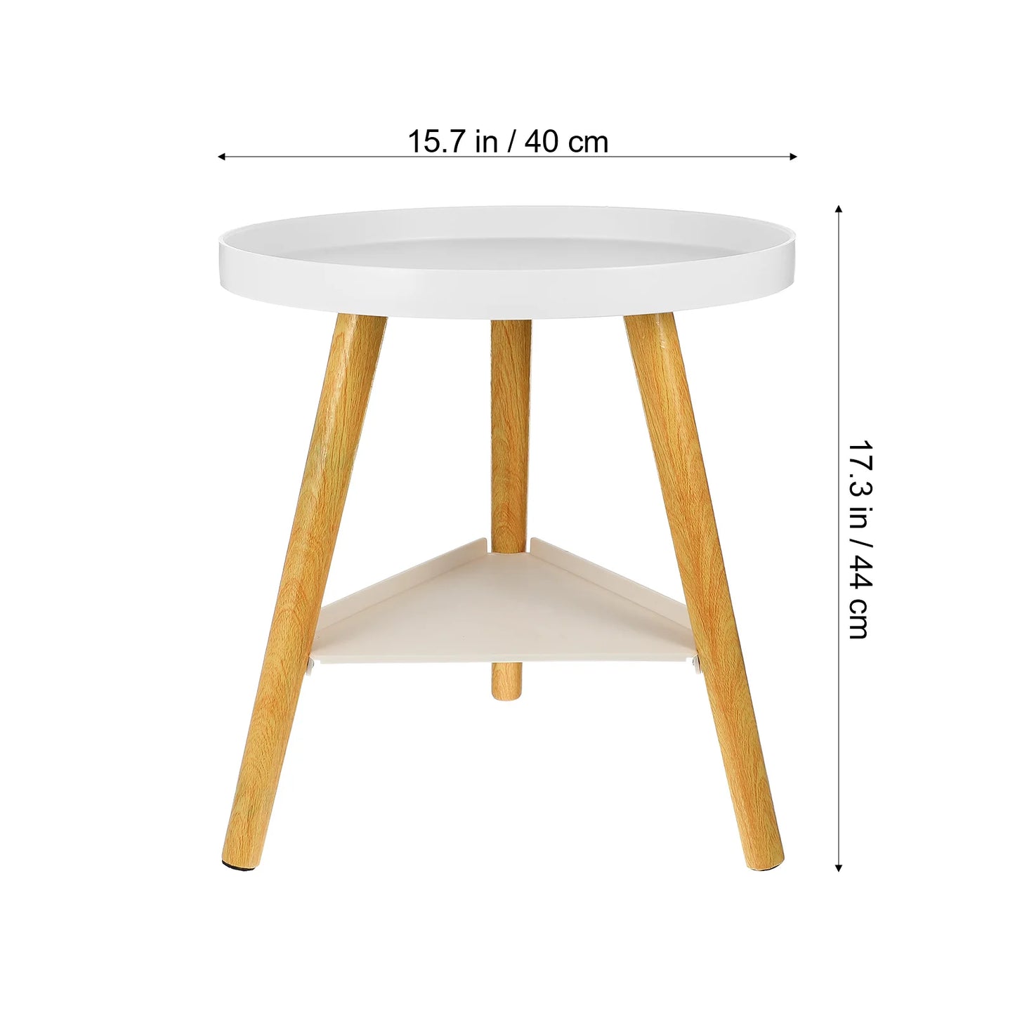 Side Table Round Double Layer Accent Table Small End Table Indoor Plants Stand Wooden Bedside Tables Living Room Furnitures