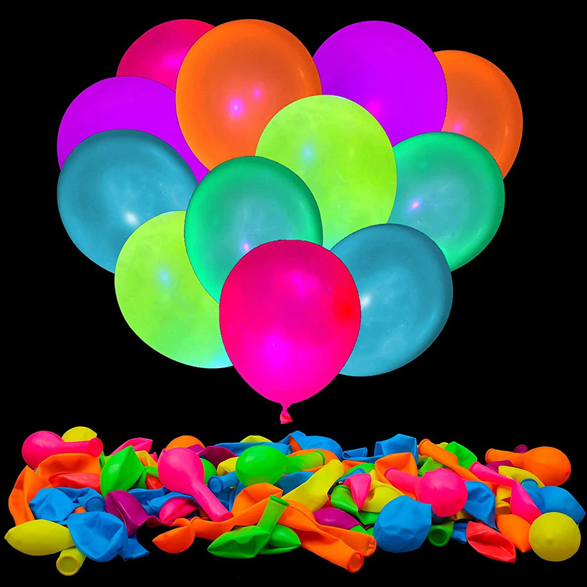 600/90pcs Fluorescent Balloon Luminous Neon Glow Party Decor Ballon Carnival Birthday Wedding Party Safe Latex Festa Palloncino