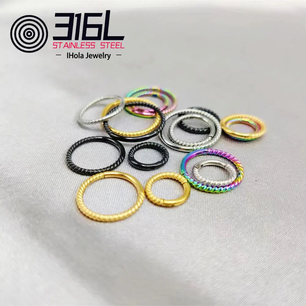 316L Medical Stainless Steel Body Piercing Jewelry Various Specifications Twist Nose Ring Earrings