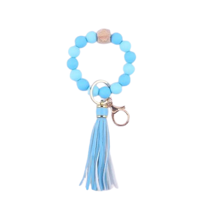 Heamsa  Silicone Round Beads Keyring  with Tassel  Bracelet Keychain  Jewelry Accessory