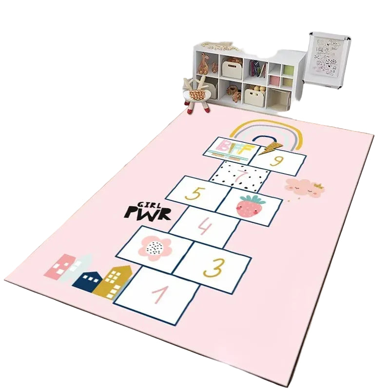 Tejesa Hopscotch Indoor Cartoon Parent-child Game Decoration Carpet Bedroom Bedside Children's Number Game Room Decoration Floor Mat