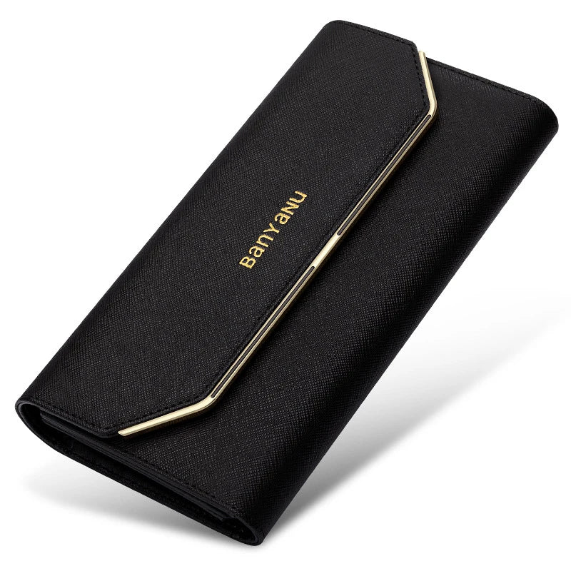 Fashion Women's Wallet Credit Card Holder High Quality PU Leather Wallet For Women Luxury Long Hasp 3 Fold Coin Purses Female