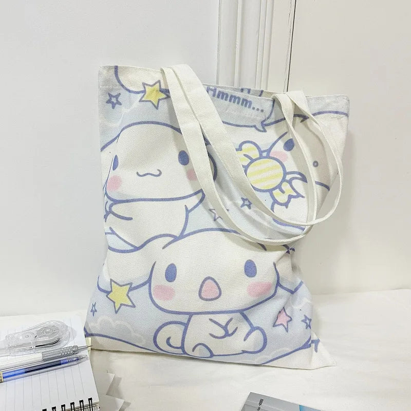 Hemasa  Hello Kitty  Canvas Handbag Cute Cartoon  Fashion Women Shopping Casual Shoulder Bag Gifts