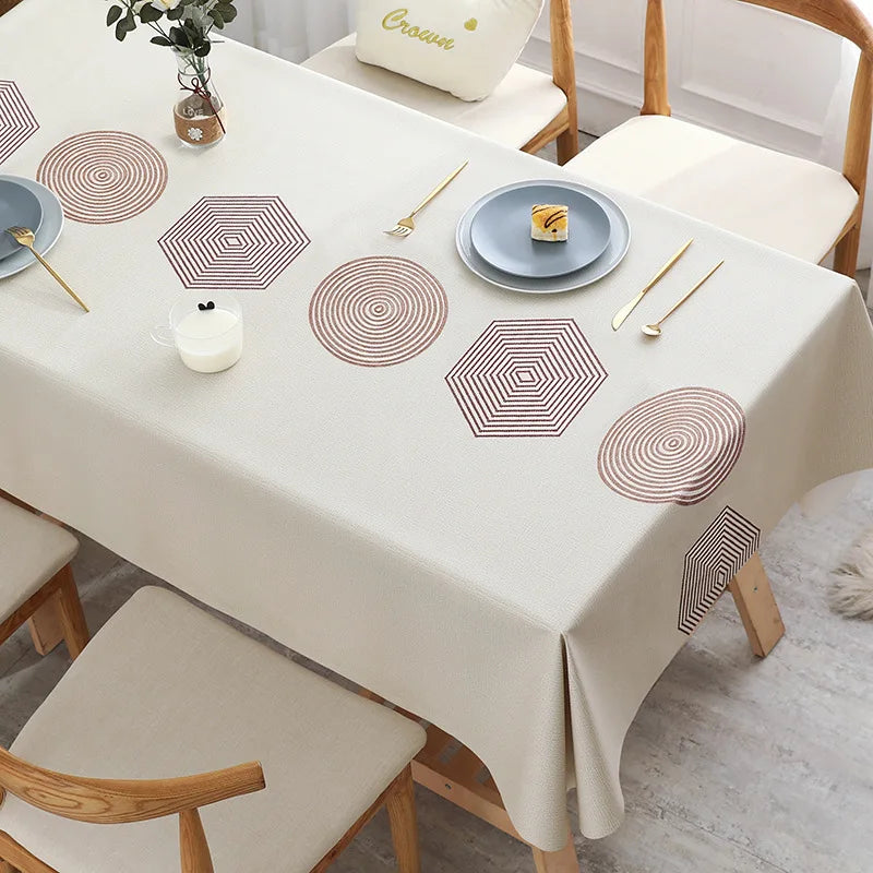 XZ0037 Tablecloth waterproof and heat-resistant PVC coffee table mat rectangular household thick dining table cloth tablecloth