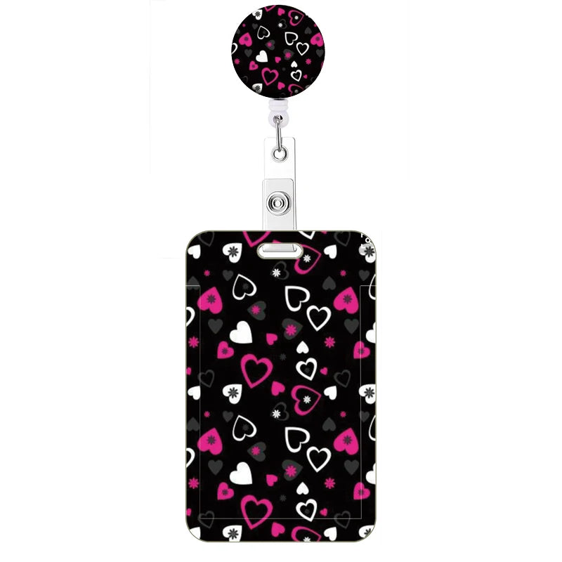 New Style Color Love  Retractable Clip Reel Card Holder Heart Shape ID Business Work Card Yoyo Badge Holders Office Supplies