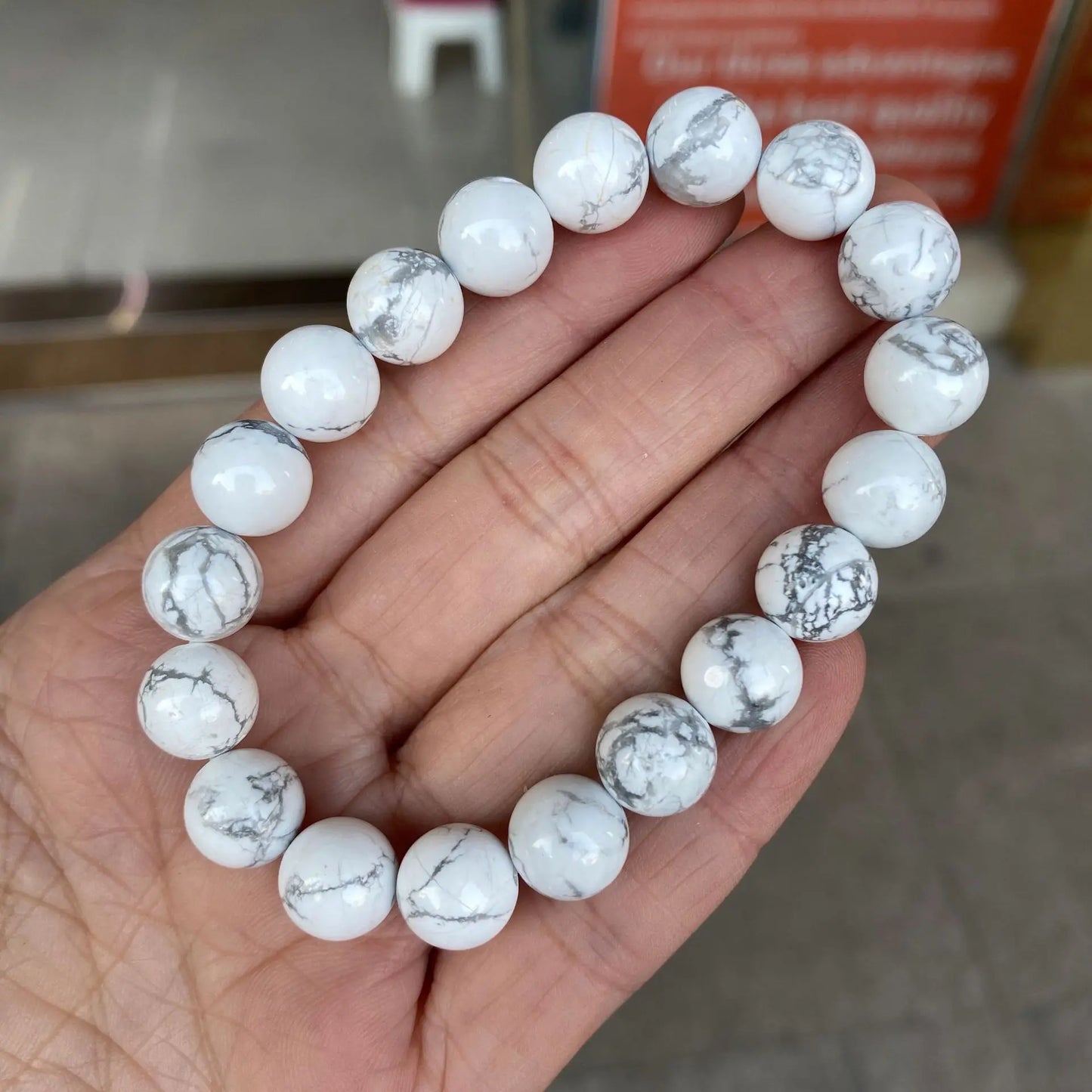 Hemasa Natural White Howlite Blue Turquoise Stone Beaded Bracelets Women