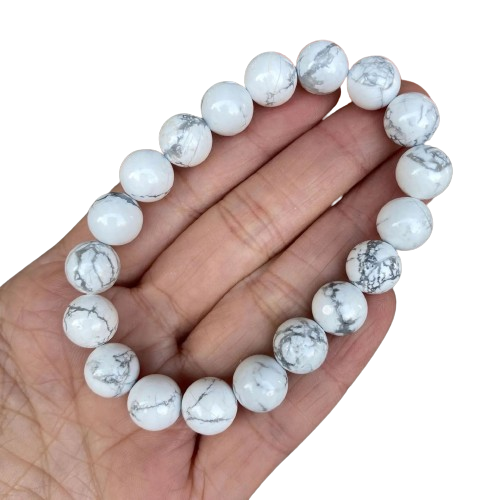 Hemasa Natural White Howlite Blue Turquoise Stone Beaded Bracelets Women