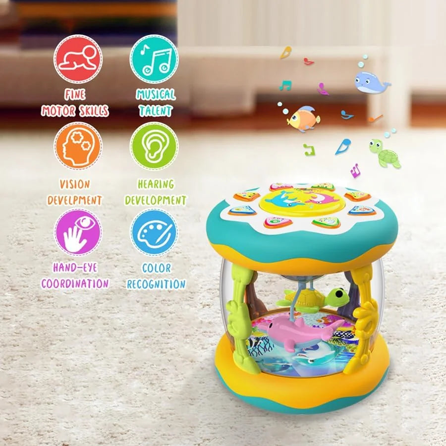 Interactive Music Light Roller 360° Rotating Lights Promote Baby Learn to Walk Grasping and Crawling Toy