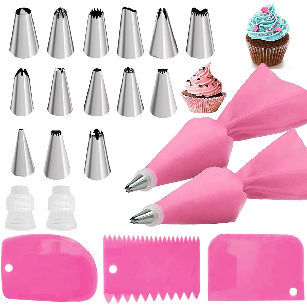 Tejesa 74/6 pc Cake Turntable and Piping Bag Cake Making Supplies Icing Piping Cream Pastry Bag with Nozzle Kitchen Acce Cake Bake Tool
