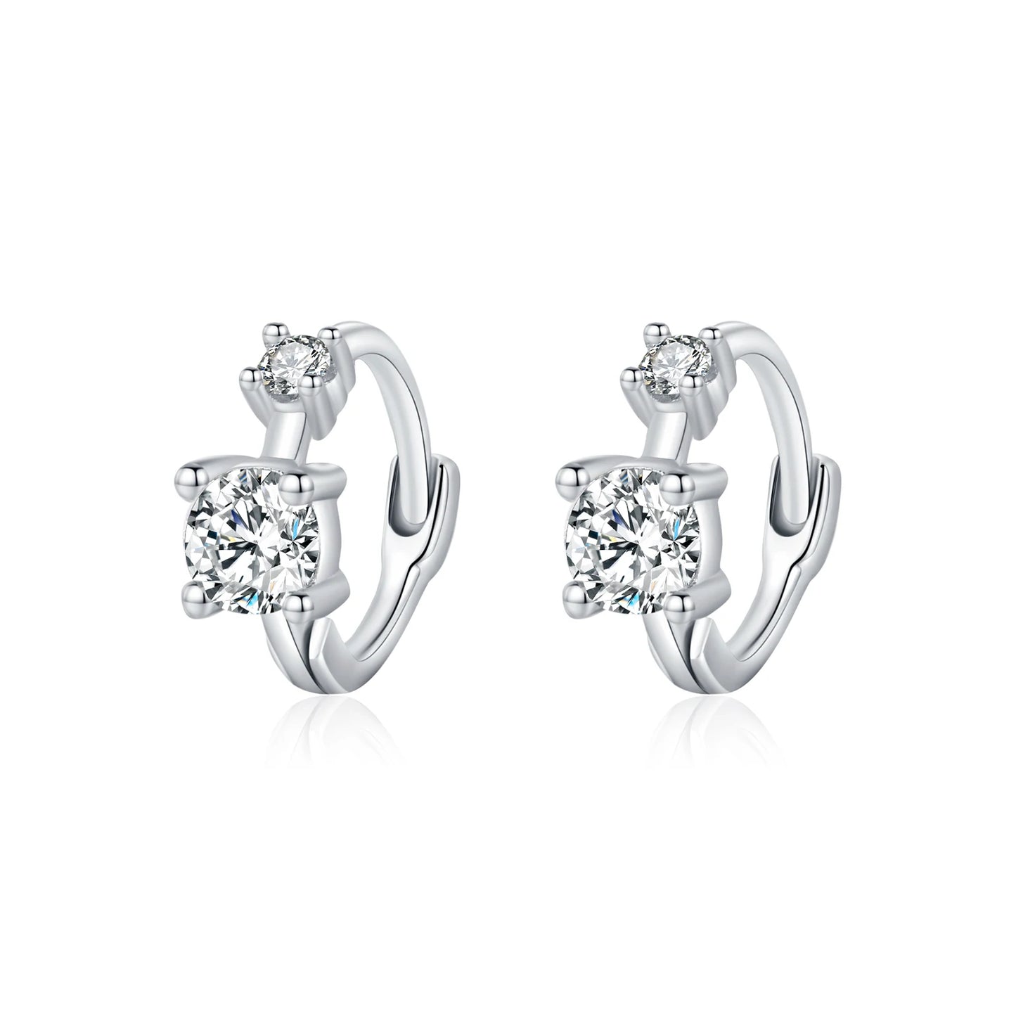Tejesa 925 Sterling Silver Classic Stackable Tiny Round CZ Hoop Earrings For Women Dazzling Wedding Engagement Fine Jewelry